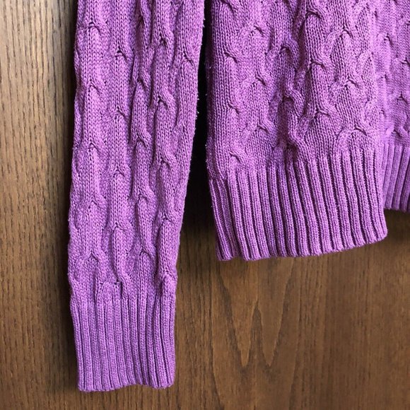 Croft & Barrow Women's Cable Knit Ribbed Turtleneck Sweater Medium Purple Cotton - Picture 11 of 15